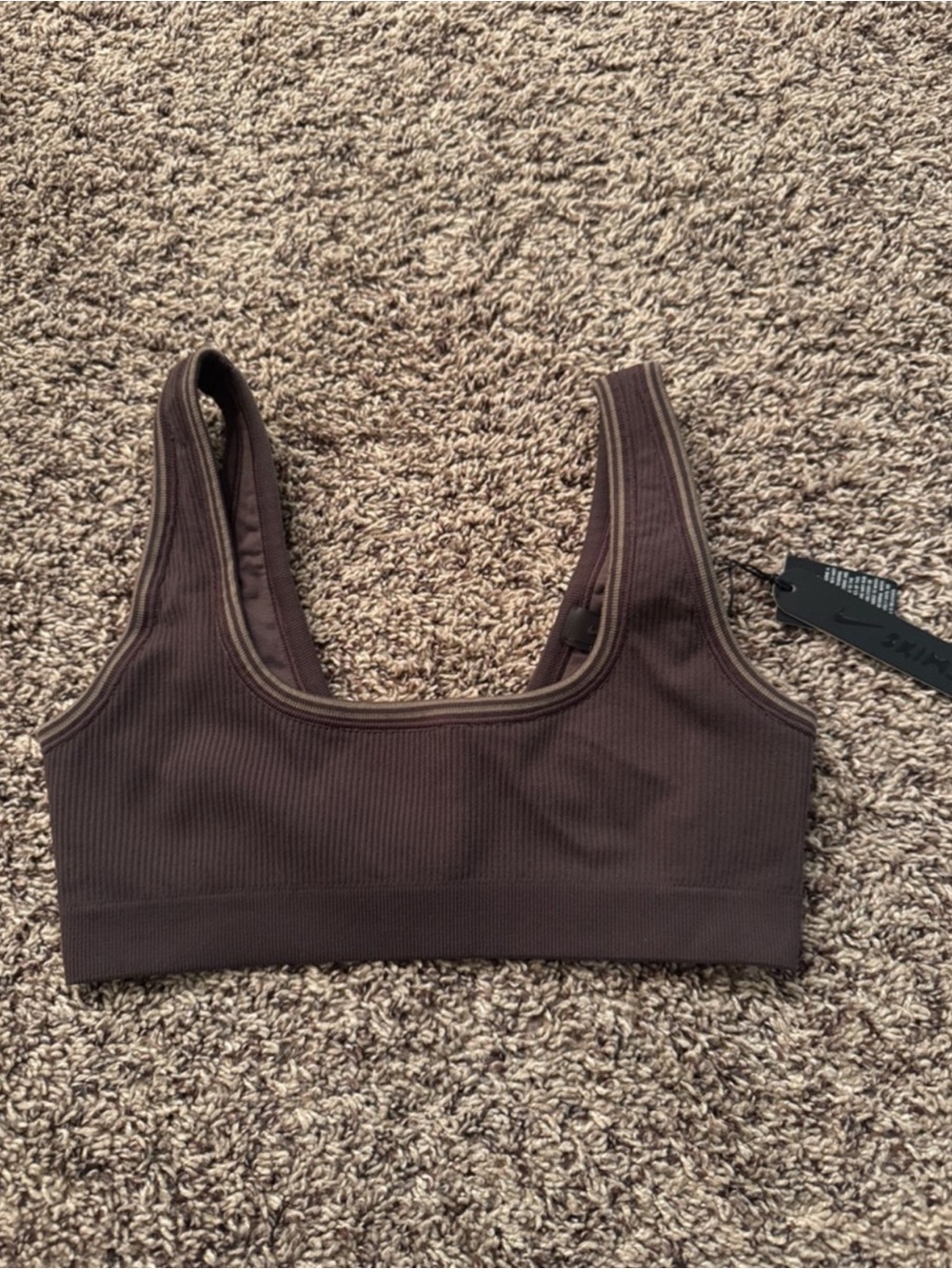 SKIMS LIMITED EDITION NIKE Ribbed Scoop Bralette in Chocolate